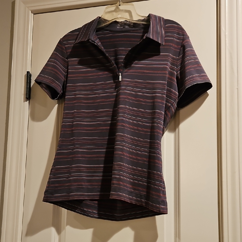 Nike Brown and Red Fitted Polo Button Down Shirt